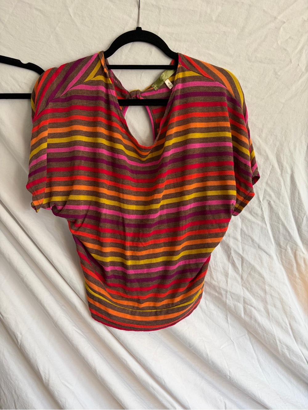 Striped Multicolor Short Sleeve Top - No Brand